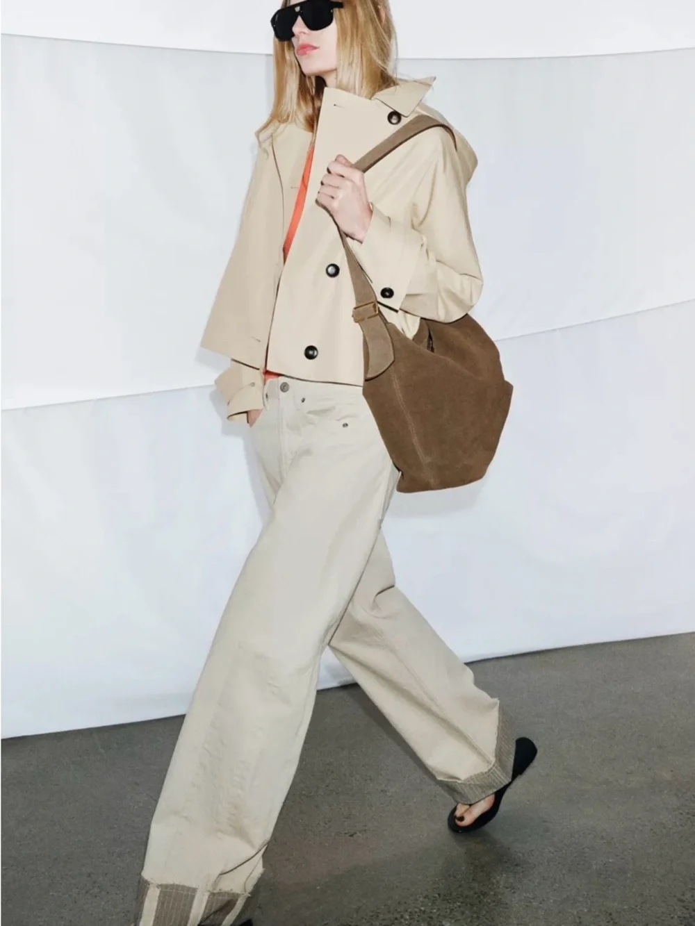 Zara Beige Cropped Trench Coat - Picture 6 of 8